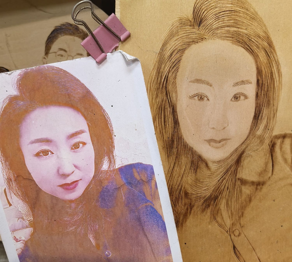 Custom Wood Burning Portrait from Photo — Hand-Burned Pyrography Art on Natural Wood, Personalized Wedding & Pet Memorial Gift | Mrehloy®