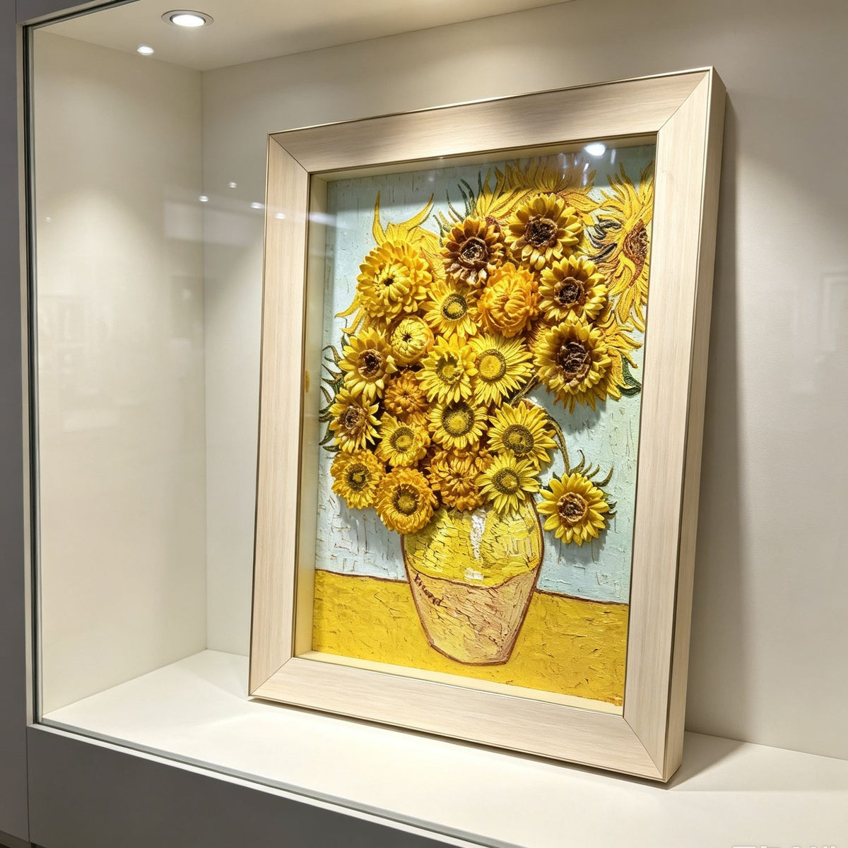 Dried Flower Wall Art — Van Gogh Sunflowers, Real Pressed Flowers in Glass Shadow Box Frame, 9.25×13.2 in | Botanical Home Decor