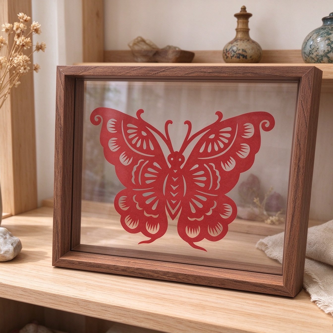Butterfly Paper Cutting, Framed